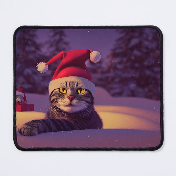 Item preview, Cute cat wearing a santa claus hat designed and sold by MimozaStudio.