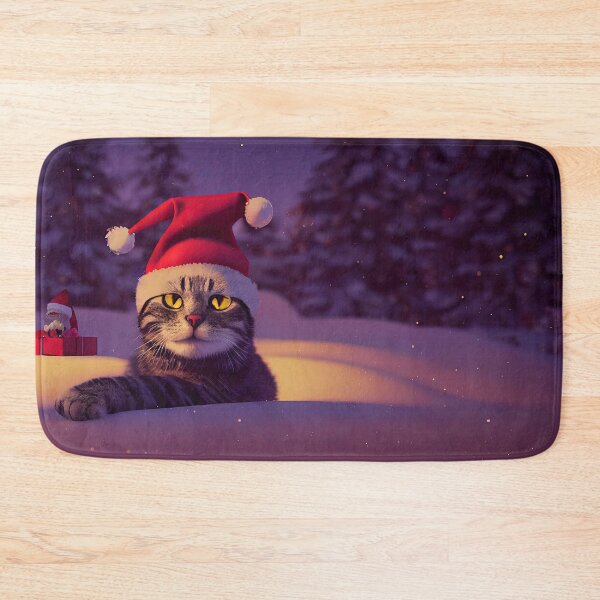 Item preview, Cute cat wearing a santa claus hat designed and sold by MimozaStudio.