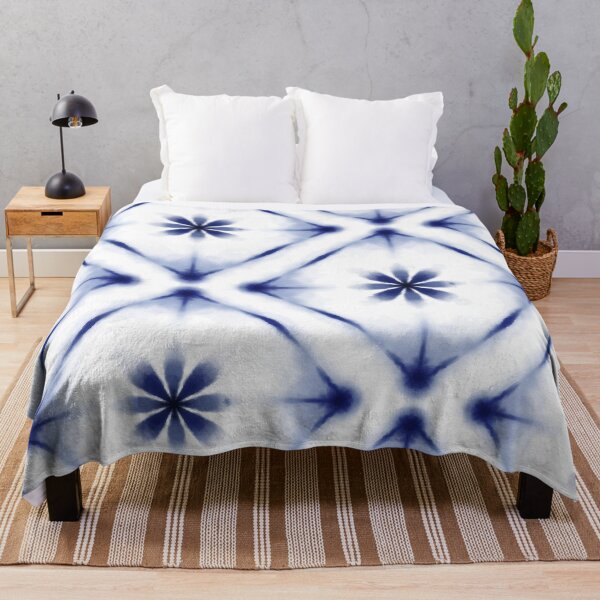 Item preview, Floral Blue Indigo Tie Dye Floral Shibori Pattern designed and sold by Tamas Das.