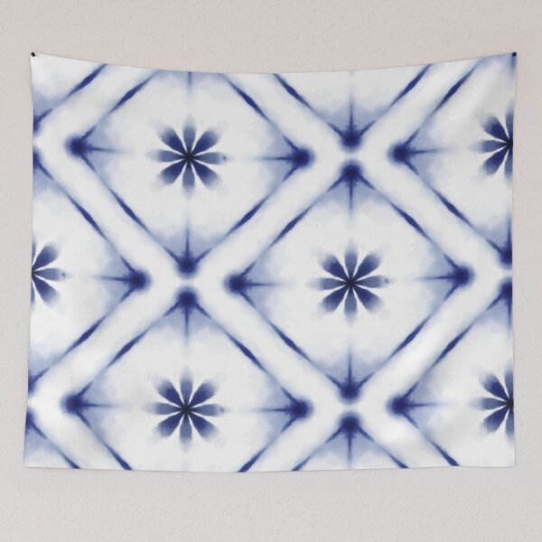 Item preview, Floral Blue Indigo Tie Dye Floral Shibori Pattern  designed and sold by Tamas Das.