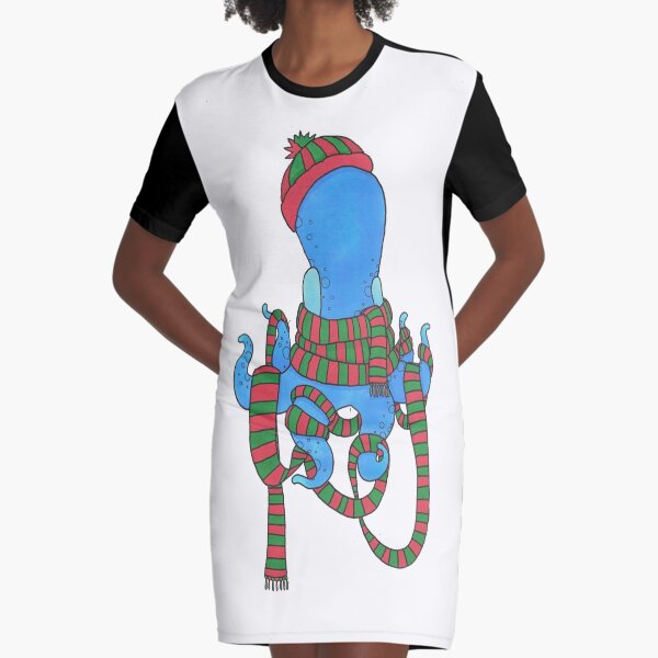 Too Much Scarf For One Octopus Graphic T-Shirt Dress