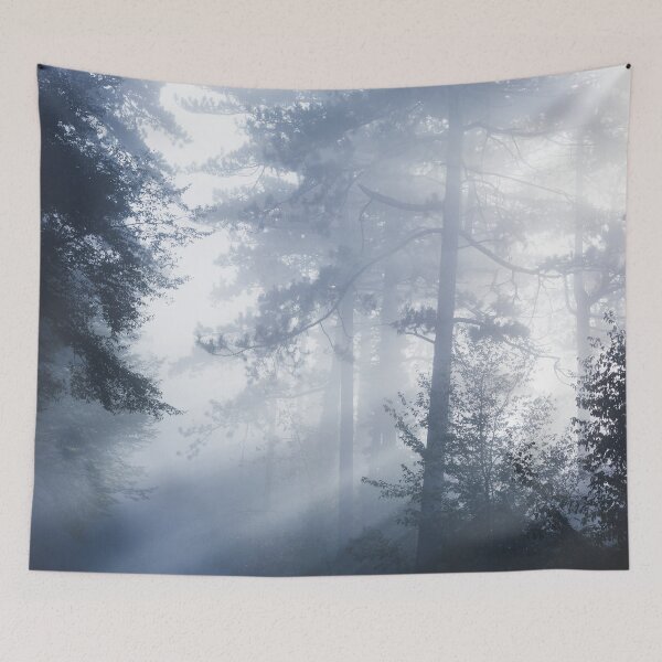 Item preview, Sun rays shinning through foggy forest designed and sold by Patrik Lovrin.