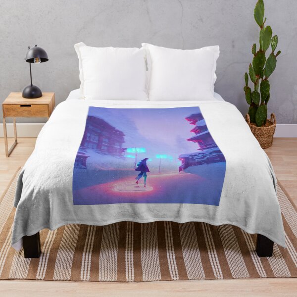 Item preview, Anime Girl Snowy Street Lights Christmas Landscape designed and sold by Trendy-Now.