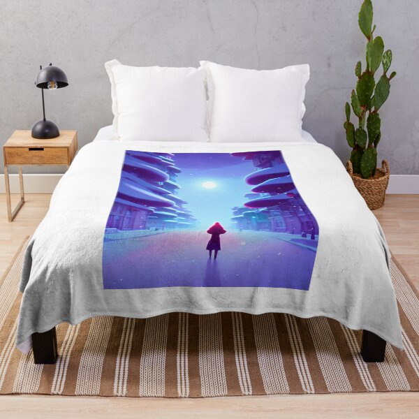 Item preview, Anime Girl Moon Snowy Empty Street Christmas Landscape designed and sold by Trendy-Now.