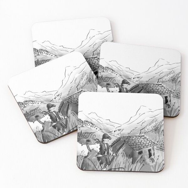 Item preview, Folktale week - Shepherd Boy and Goat in the Swiss Alps (Black and White) designed and sold by Lemady.