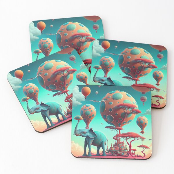 Item preview, Hot air balloon Flying punk metaphysic surreal elephant  designed and sold by ladarkepoque.