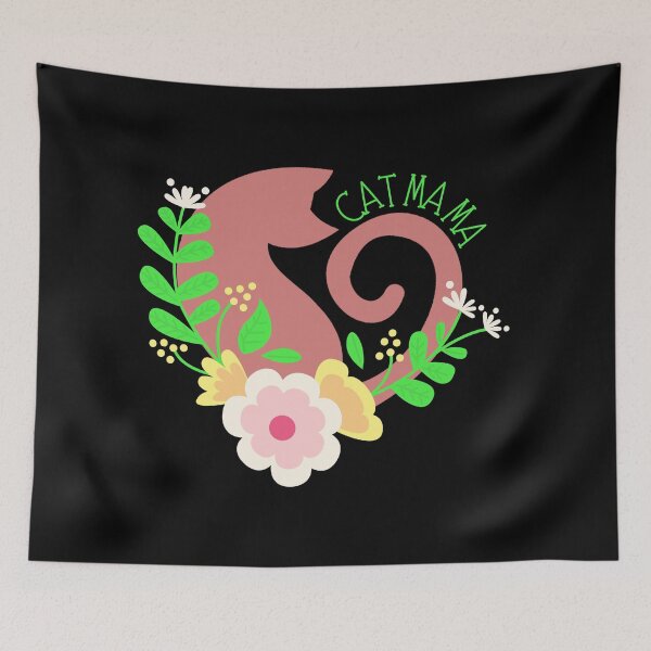 Item preview, Cat Mama.. A cute heart shaped cat silhouette surrounded by colorful flowers designed and sold by ditzy-designs.
