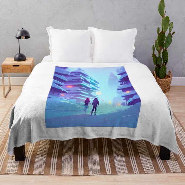 Item preview, Anime Couple Snowy Street Lights Christmas Landscape designed and sold by Trendy-Now.