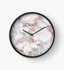Rose Gold Glitter Weißer Marmor Uhr
