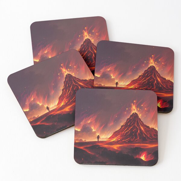 Item preview, Tiny Errupting Lava Mountain -  4K Wallpaper Landscape of Volcano Lava Fire and Flames, Pyro designed and sold by Fregoulix.