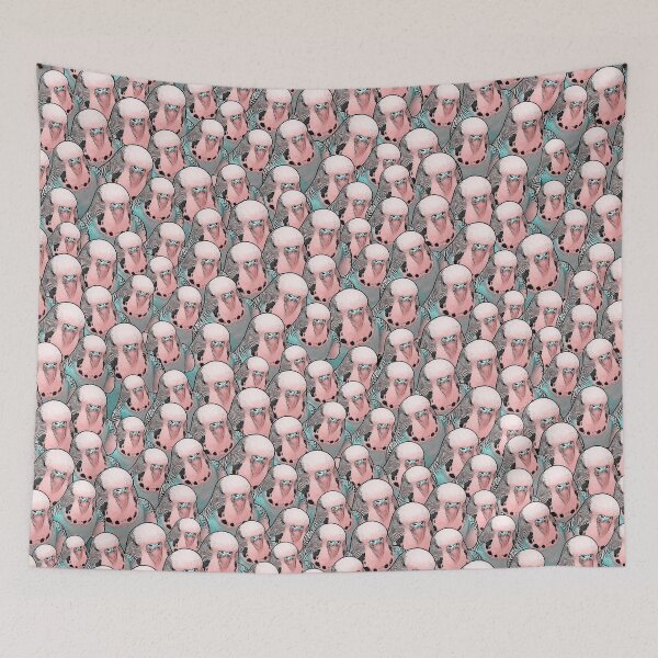 Item preview, Love Pink English Budgie Crowd Pattern designed and sold by Alienphysique.