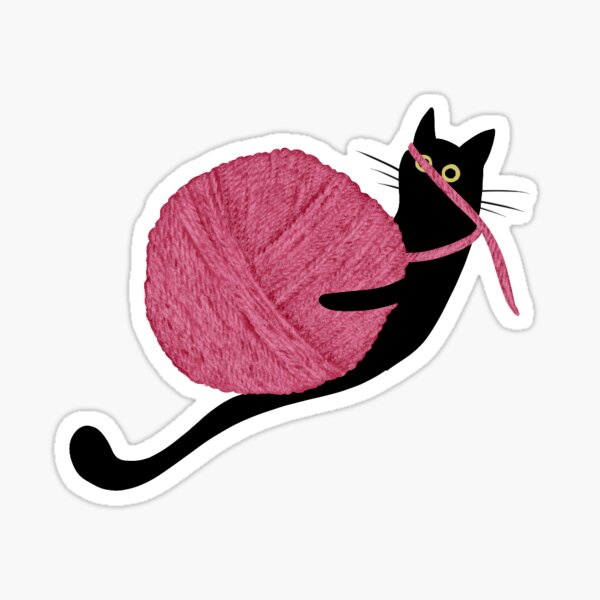 Cat And Yarn Sticker