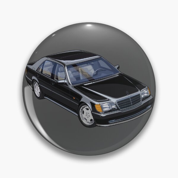 Item preview, German sedan Illustration Artwork S 500 Mercedes W140 Black youngtimer classic  designed and sold by SketchNinja.
