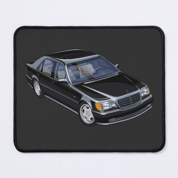 Item preview, German sedan Illustration Artwork S 500 Mercedes W140 Black youngtimer classic  designed and sold by SketchNinja.