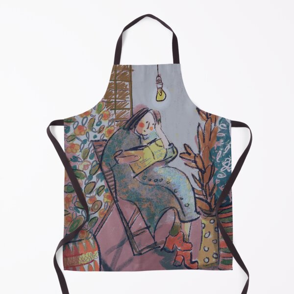 Item preview, Lady reading in armchair surrounded by flowers designed and sold by Lemady.