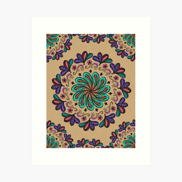 Jewel Box Rainbow Floral Mandala 120522 by Kristi Duggins Art Print