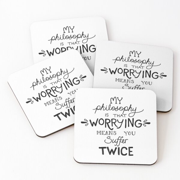 Item preview, My Philosophy is that Worrying means you Suffer Twice Typography (Black Version)   designed and sold by EssenzaJewelry.