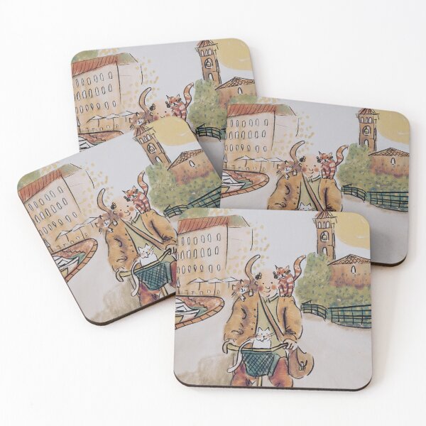 Item preview, Man riding on a bicycle with his cats designed and sold by Lemady.