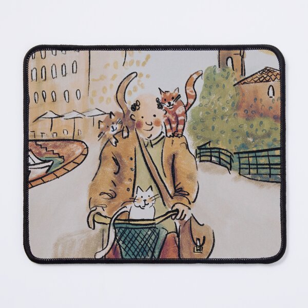 Item preview, Man riding on a bicycle with his cats designed and sold by Lemady.