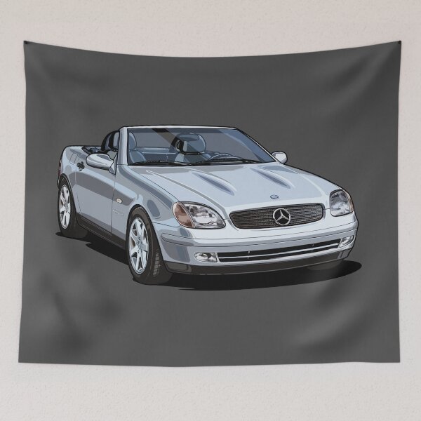 Item preview, Artwork German roadster Illustration Artwork SLK Mercedes R170 Silver youngtimer future classic  designed and sold by SketchNinja.