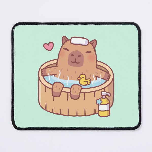 Item preview, Cute Capybara and Ducky Relaxing in Hot Bath designed and sold by rustydoodle.