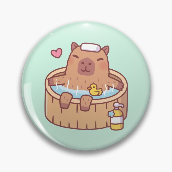 Item preview, Cute Capybara and Ducky Relaxing in Hot Bath designed and sold by rustydoodle.