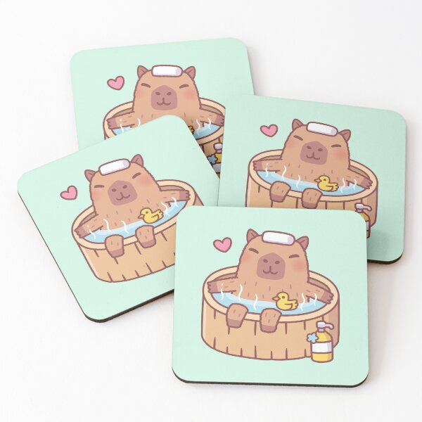 Item preview, Cute Capybara and Ducky Relaxing in Hot Bath designed and sold by rustydoodle.
