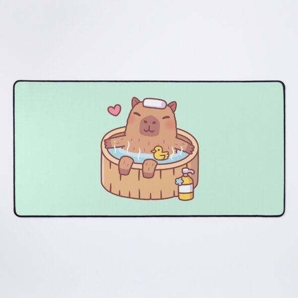 Artikelvorschau, Cute Capybara und Ducky entspannen sich im heißen Bad entworfen und verkauft von rustydoodle.