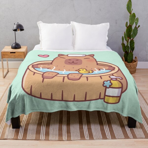 Item preview, Cute Capybara and Ducky Relaxing in Hot Bath designed and sold by rustydoodle.