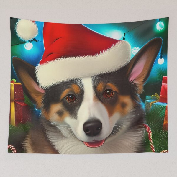 Item preview, Christmas Cardigan Welsh Corgi Wearing A Santa Hat designed and sold by ZenEverAI.