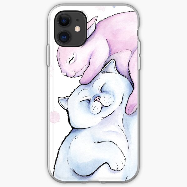 Saturday Morning Cuddles - Kitty & Bunny iPhone Soft Case