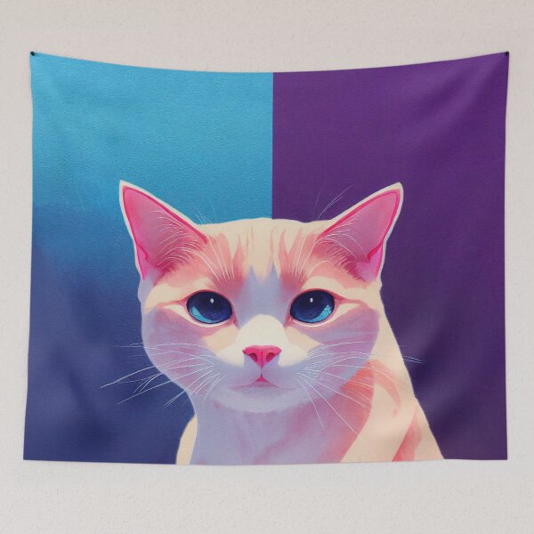 Item preview, Shorthair Colorpoint cat on bi-color background designed and sold by AppleElf.