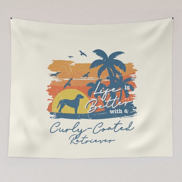 Item preview, Life is Better With Curly-Coated Retriever Beach Sunset Retro Vintage designed and sold by rafaeltto.