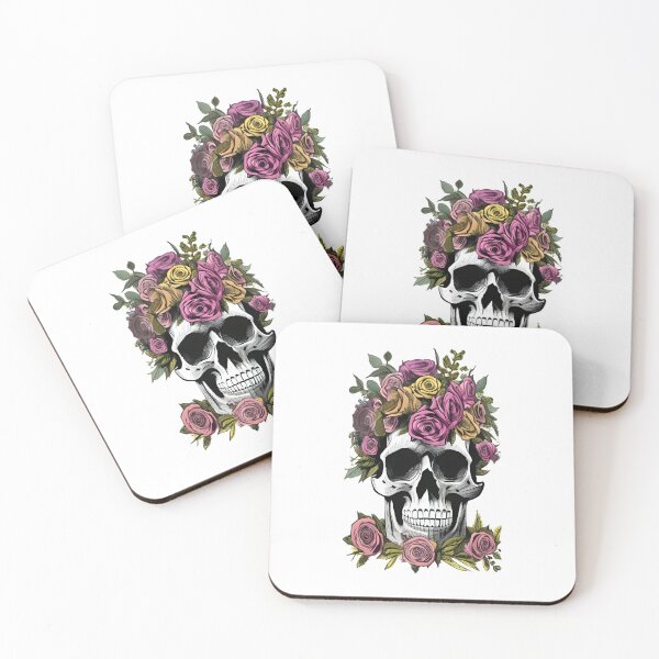 Item preview, Skull with roses designed and sold by portokalis.