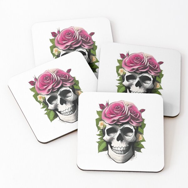 Item preview, Skull with roses designed and sold by portokalis.