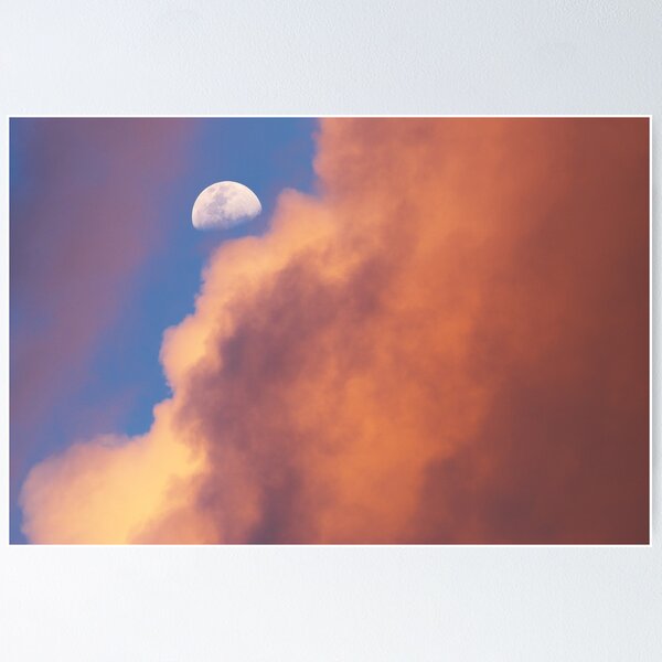 SUNSET CLOUDS AND THE WHITE MOON #3 Poster