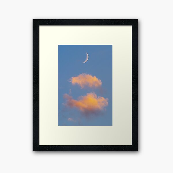 SUNSET CLOUDS AND THE WHITE MOON #4 Framed Art Print