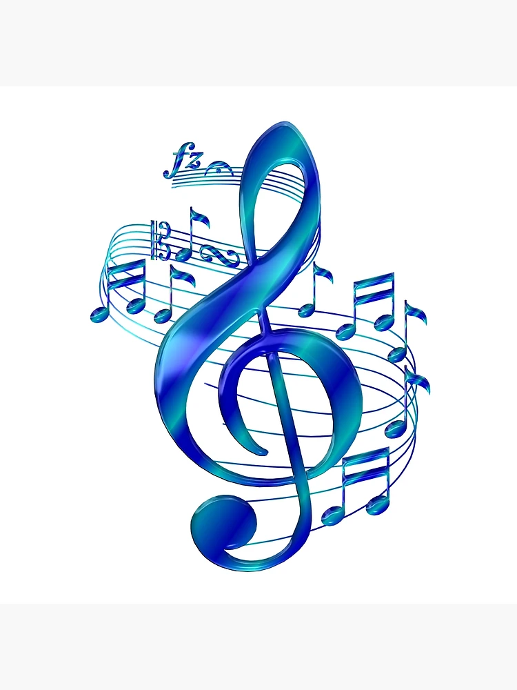 Blue Treble Clef With Music Notes