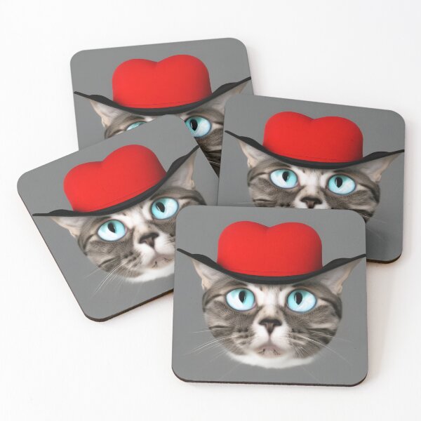 Item preview, Serious cat with blue eyes in a red cap, Merry Christmas, cool inscription designed and sold by artdragongift 15.