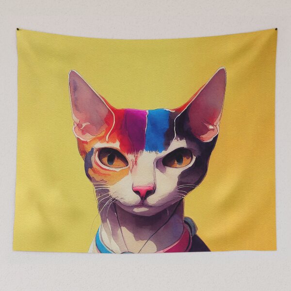 Item preview, Watercolor Cornish Rex cat designed and sold by AppleElf.