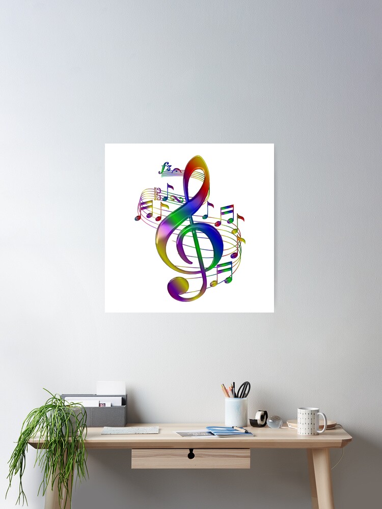 Postereck - 0128 - Partition Vintage, Clé De Sol, Musique, Notes. Art