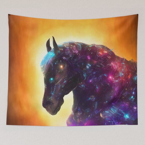 Item preview, Cyberspace Horse, detailed digital designed and sold by DrawItOnce.