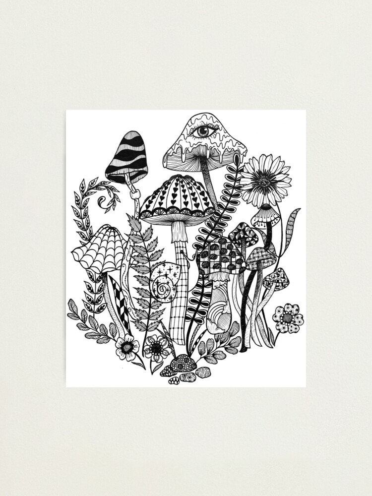 Zentangle Mushrooms with Snail