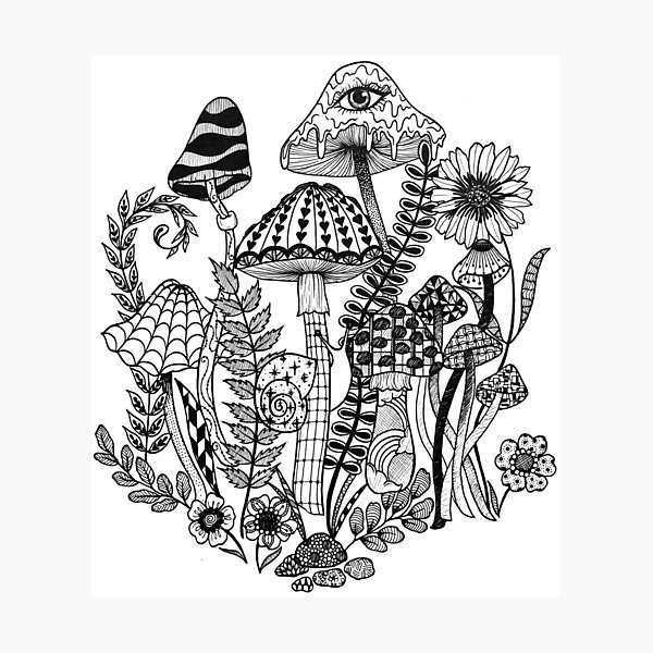 The Psychedelics, Mushroom Print, Alien Fungi, Creepy