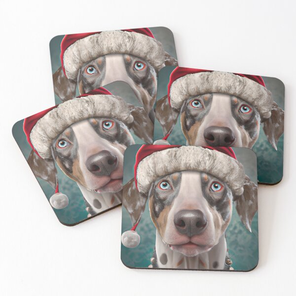 Item preview, Christmas Catahoula Leopard Dog Wearing A Santa Hat designed and sold by ZenEverAI.
