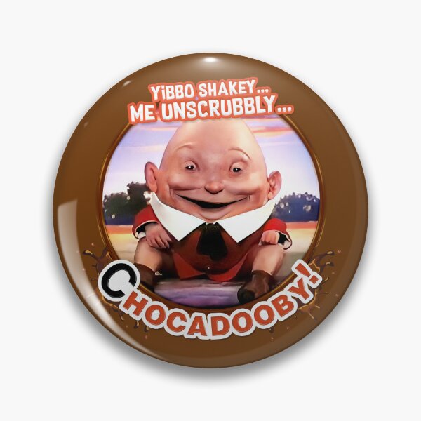 Item preview, Chocadooby! ME UNSCRUBBLY. The Kinder Egg Humpty Dumpty Man  (in splat circle) - creepy cult classic 1980s Surprise Ad designed and sold by RetroTeeStudio.