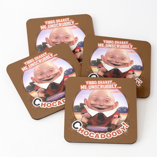Item preview, Chocadooby! ME UNSCRUBBLY. The Kinder Egg Humpty Dumpty Man  (in splat circle) - creepy cult classic 1980s Surprise Ad designed and sold by RetroTeeStudio.