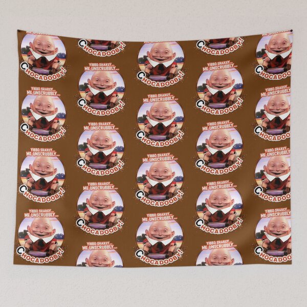 Item preview, Chocadooby! ME UNSCRUBBLY. The Kinder Egg Humpty Dumpty Man  (in splat circle) - creepy cult classic 1980s Surprise Ad designed and sold by RetroTeeStudio.
