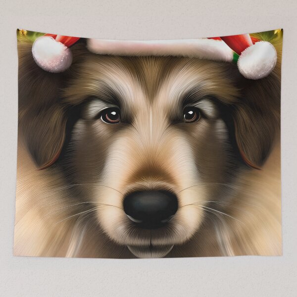 Item preview, Christmas Caucasian Shepherd Dog Wearing A Santa Hat designed and sold by ZenEverAI.