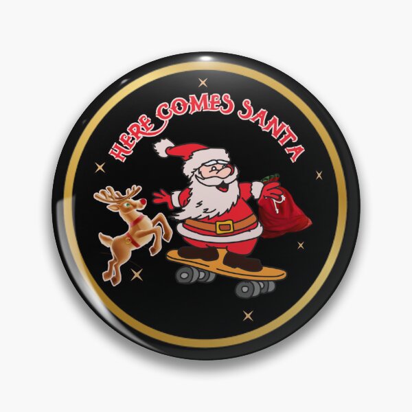 Item preview, SANTA ON SKATEBOARD WITH RUDOLPH WISHING CHRISTMAS designed and sold by samArtline.